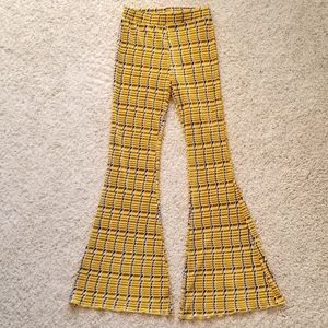 zara flared plaid high waisted pants